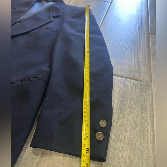 Vtg Men’s Pierre Cardin 100% Wool Dark Blue Single Breasted Blazer 42/44 R - Picture 8 of 12